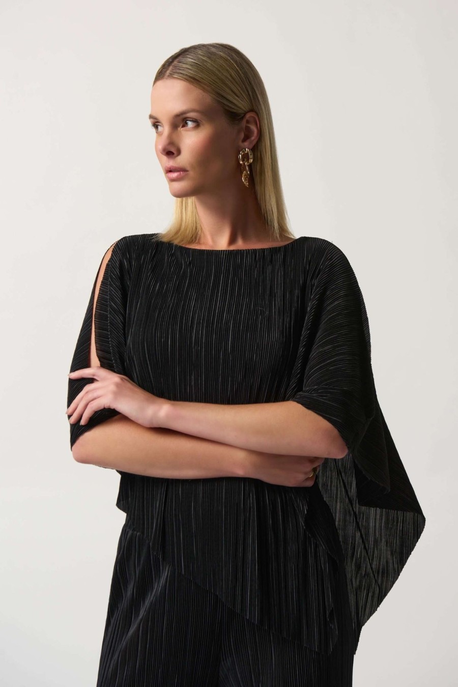 Women Joseph Ribkoff | Joseph Ribkoff Layered Poncho Top In Black 233265