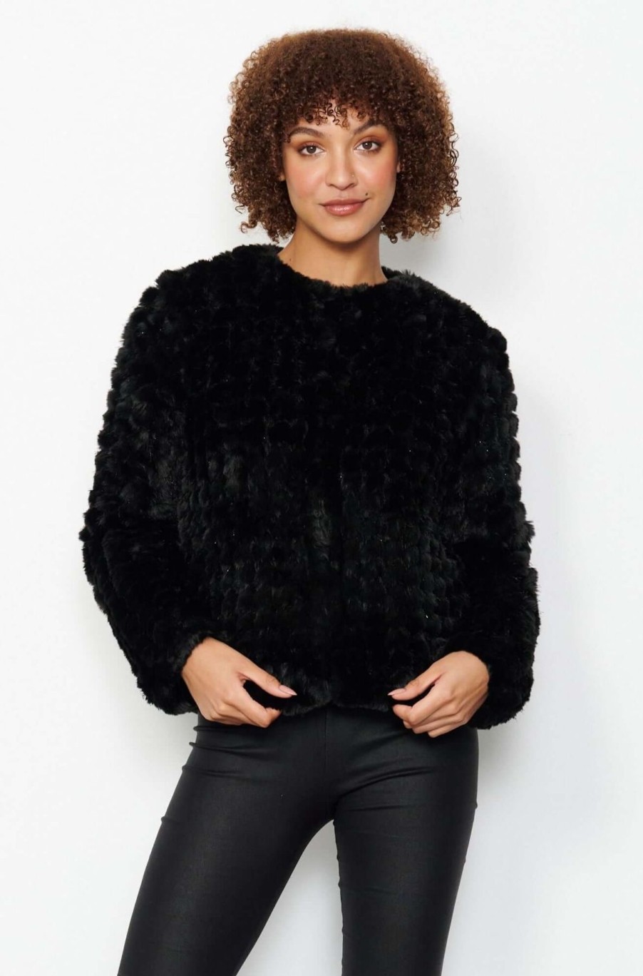 Women Caju | Caju Faux Fur Jacket In Black