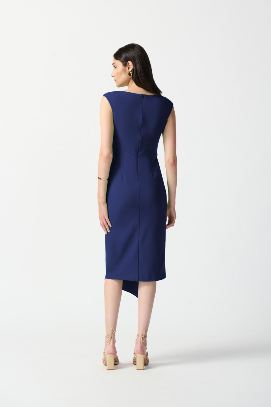 Women Joseph Ribkoff | Joseph Ribkoff Scuba Crepe Cascade Dress In Midnight 242238