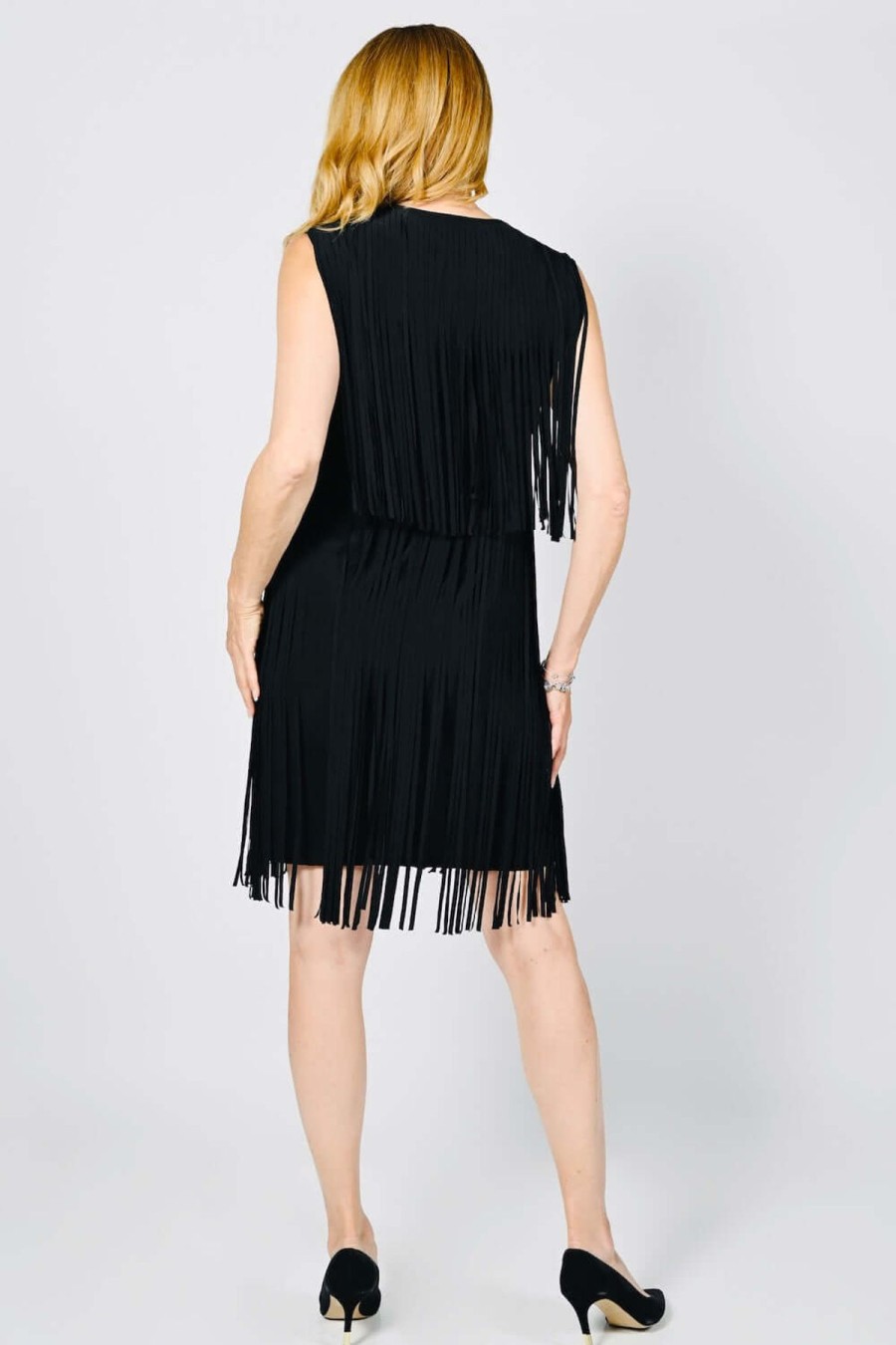 Women Frank Lyman | Frank Lyman Fringe Dress In Black 236672U