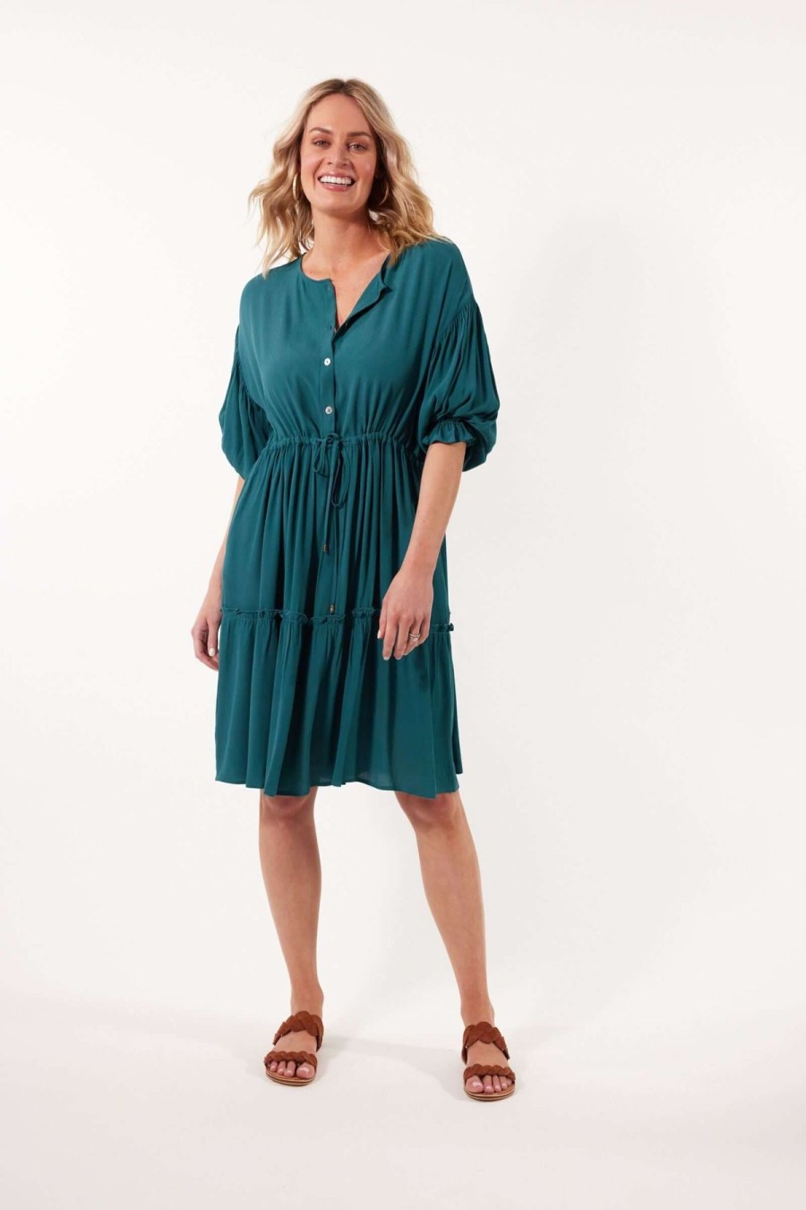 Women Isle of Mine | Isle Of Mine Botanical Tie Dress In Teal