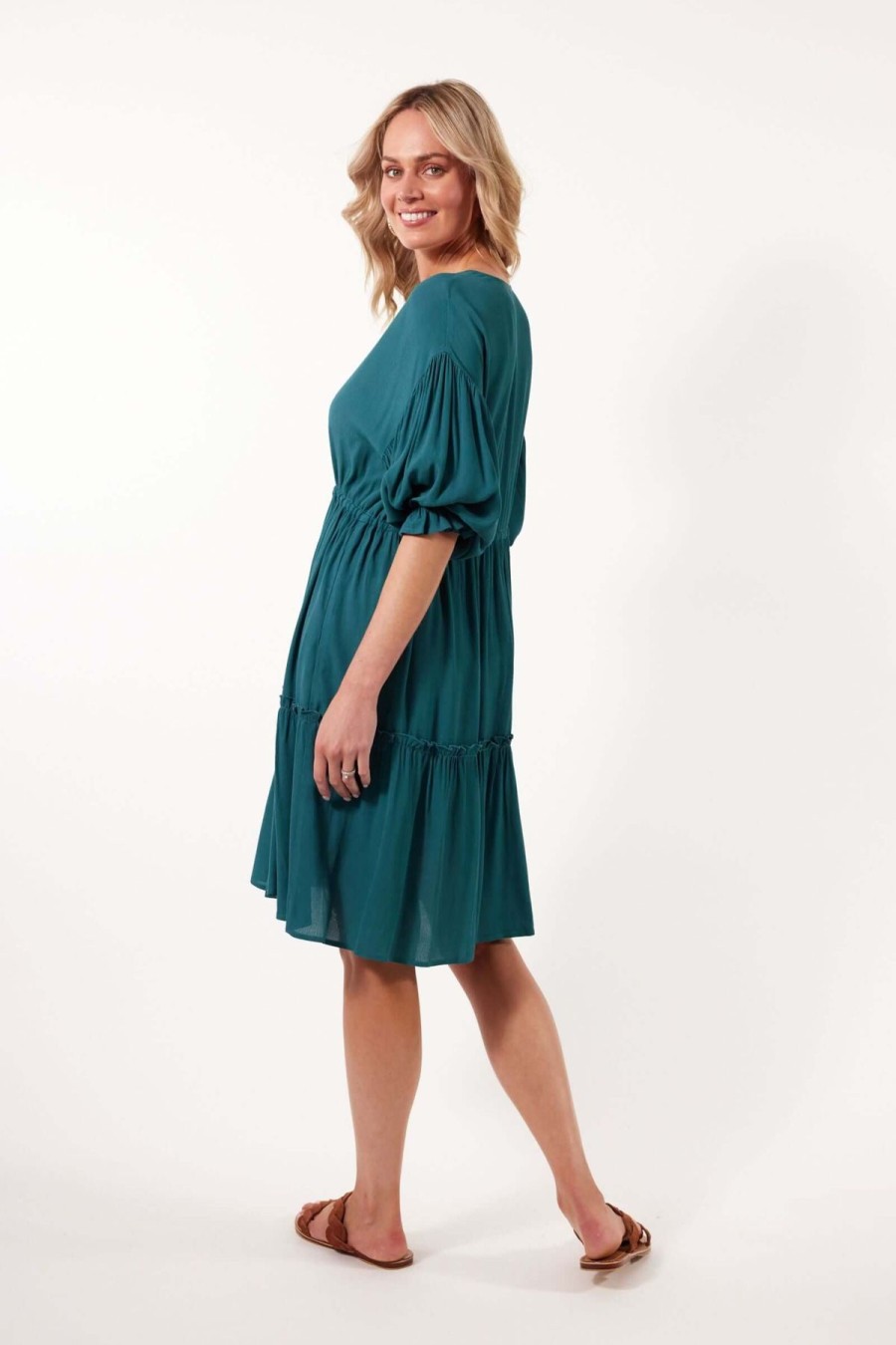 Women Isle of Mine | Isle Of Mine Botanical Tie Dress In Teal