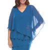 Women Layla Jones | Layla Jones Chiffon Cape Dress In Sapphire