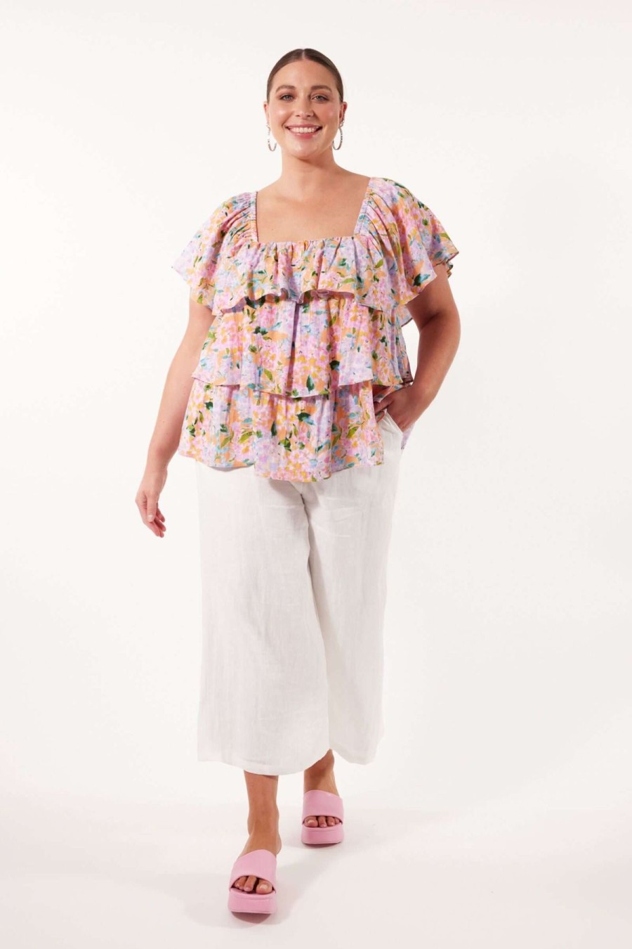 Women Isle of Mine | Isle Of Mine Flora Tiered Top In Sunset Hydrangea