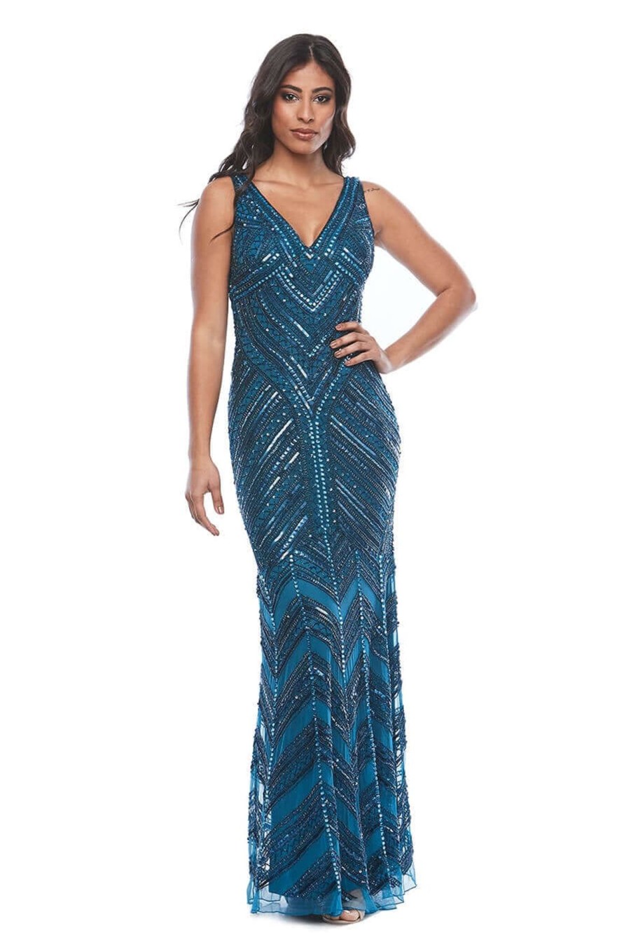 Women Zaliea | Zaliea Beaded Gown In Sapphire