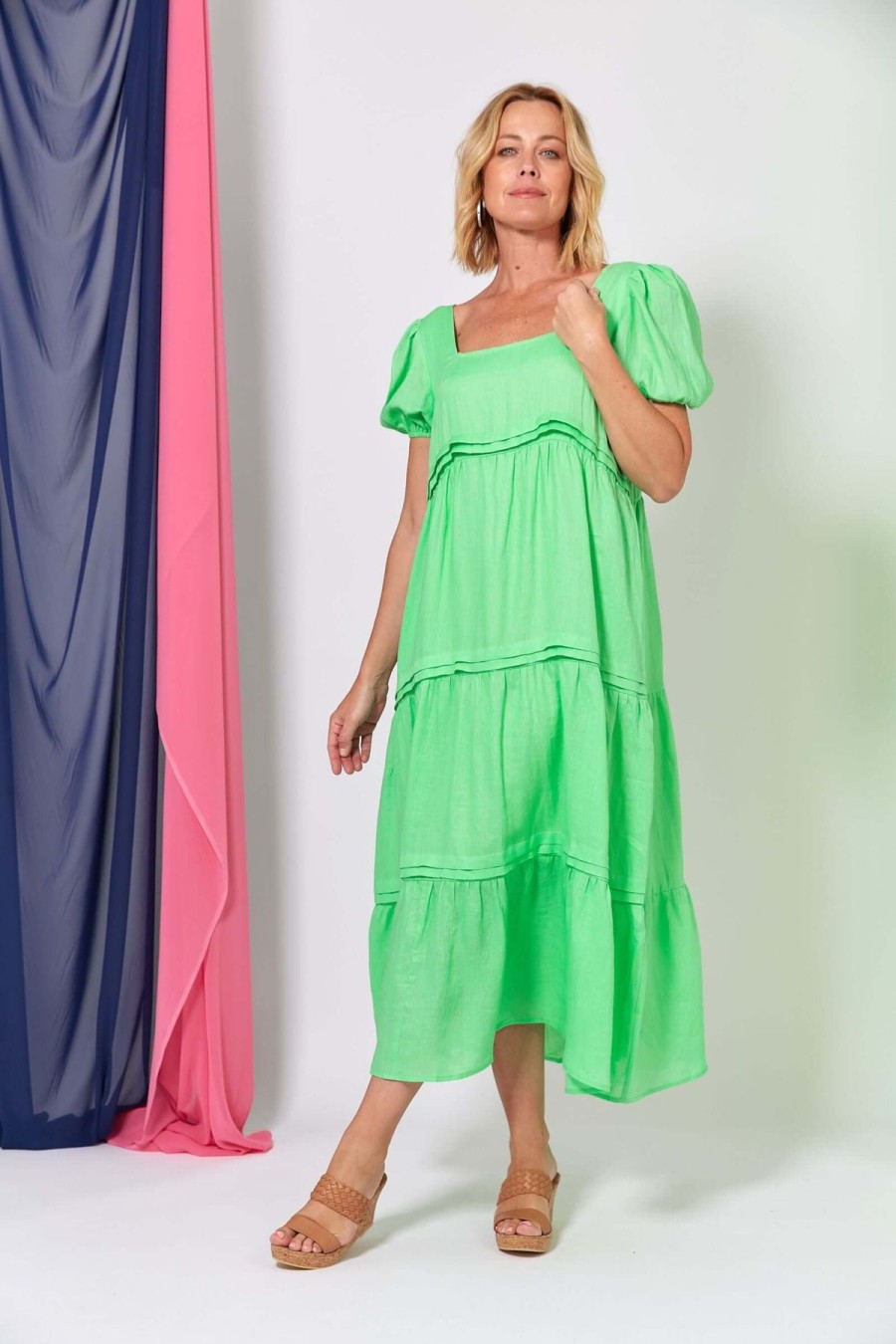 Women Eb & Ive | Eb & Ive La Vie Pintuck Maxi In Kiwi