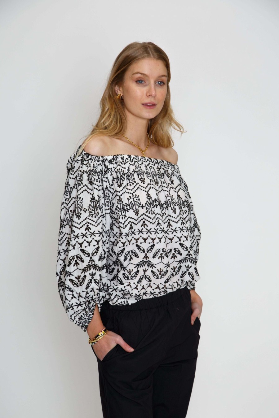 Women Ruby Ya Ya | Ruby Ya Ya Matador Top In Black On White