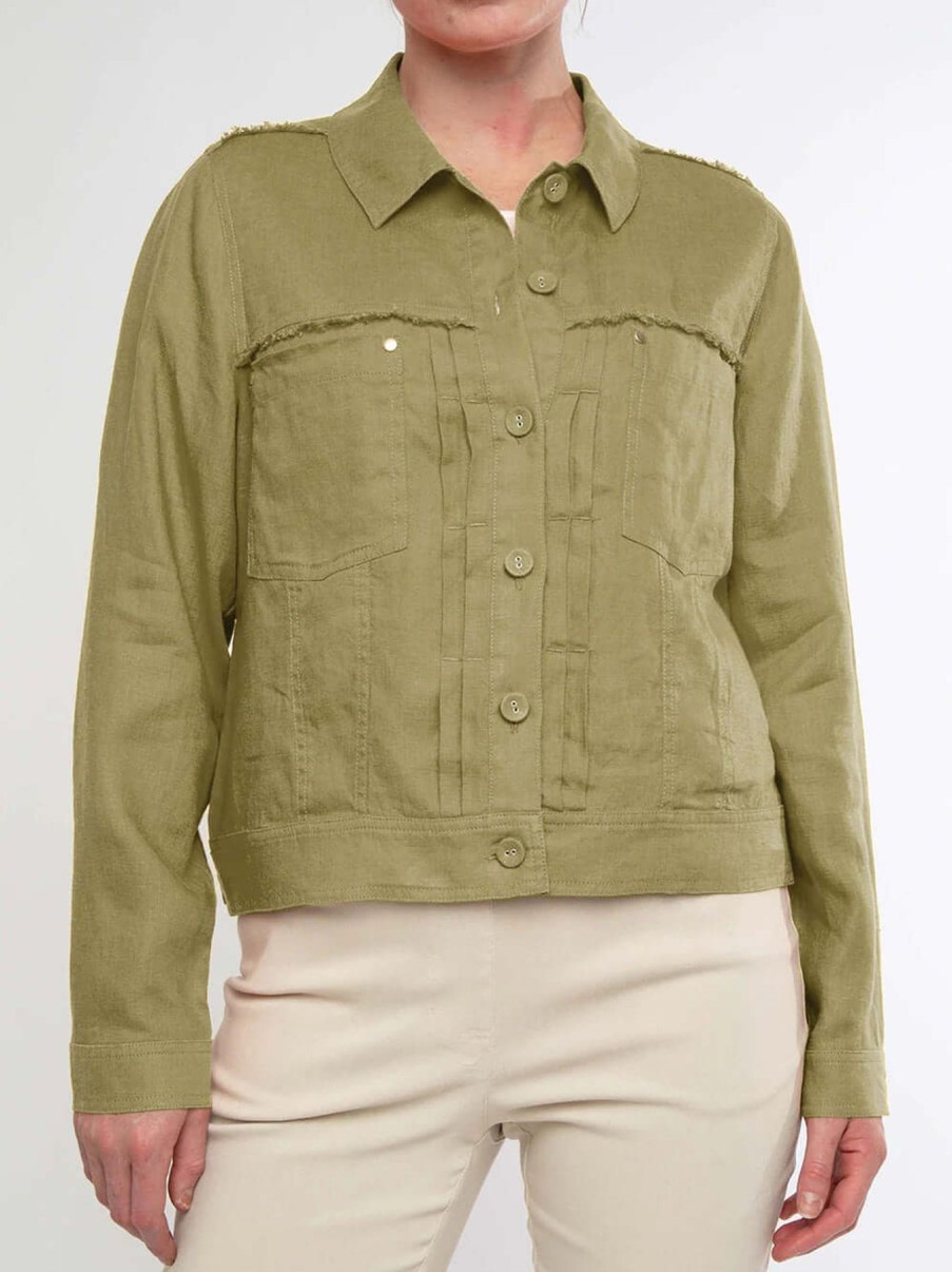 Women Ping Pong | Ping Pong Everyday Linen Jacket In Olive