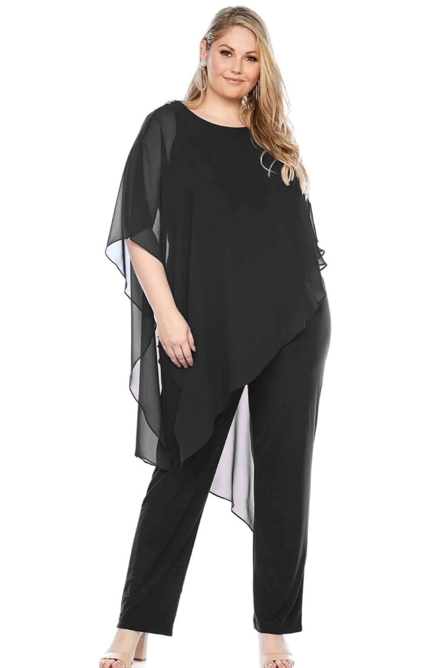 Women Layla Jones | Layla Jones Sheer Entice Jumpsuit In Black