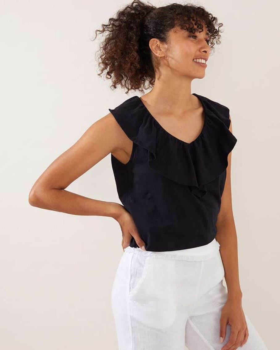 Women Yarra Trail | Yarra Trail Ruffle Tee In Black