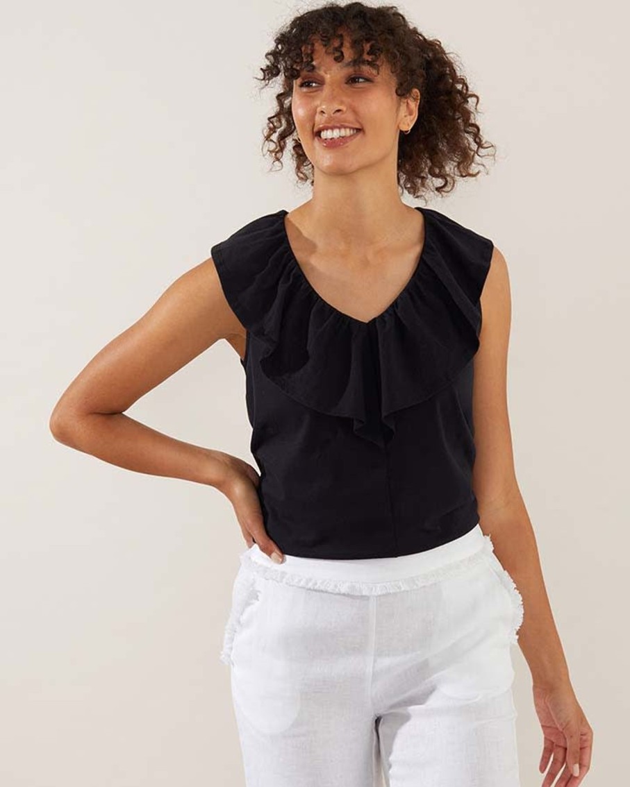 Women Yarra Trail | Yarra Trail Ruffle Tee In Black