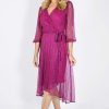 Women Frank Lyman | Lyman By Frank Lyman Shimmer Dress In Fuschia 232165