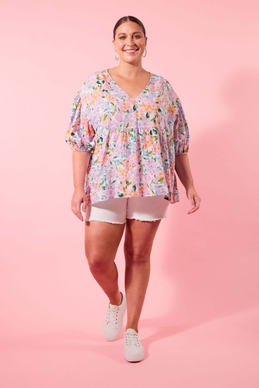 Women Isle of Mine | Isle Of Mine Flora Relax Top In Salt Hydrangea