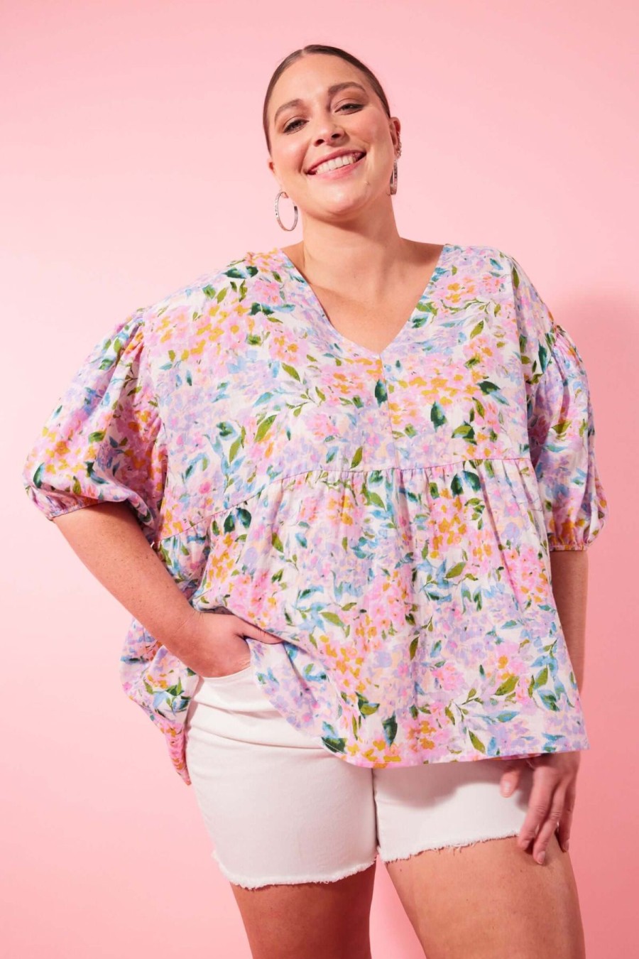 Women Isle of Mine | Isle Of Mine Flora Relax Top In Salt Hydrangea