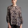 Women Fate & Becker | Fate & Backer Nightfever Boho Voluminous Sleeve Top In Navy Paisley