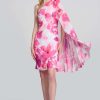 Women Joseph Ribkoff | Signature By Joseph Ribkoff Chiffon Floral Dress In Vanilla Pink 242716