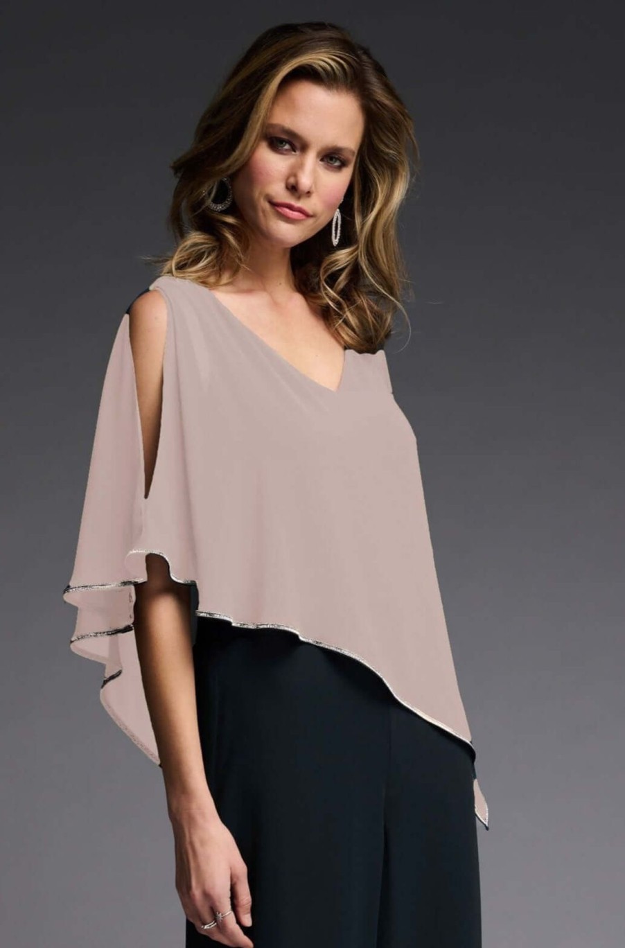 Women Joseph Ribkoff | Signature By Joseph Ribkoff Cape Top In Sand 223738