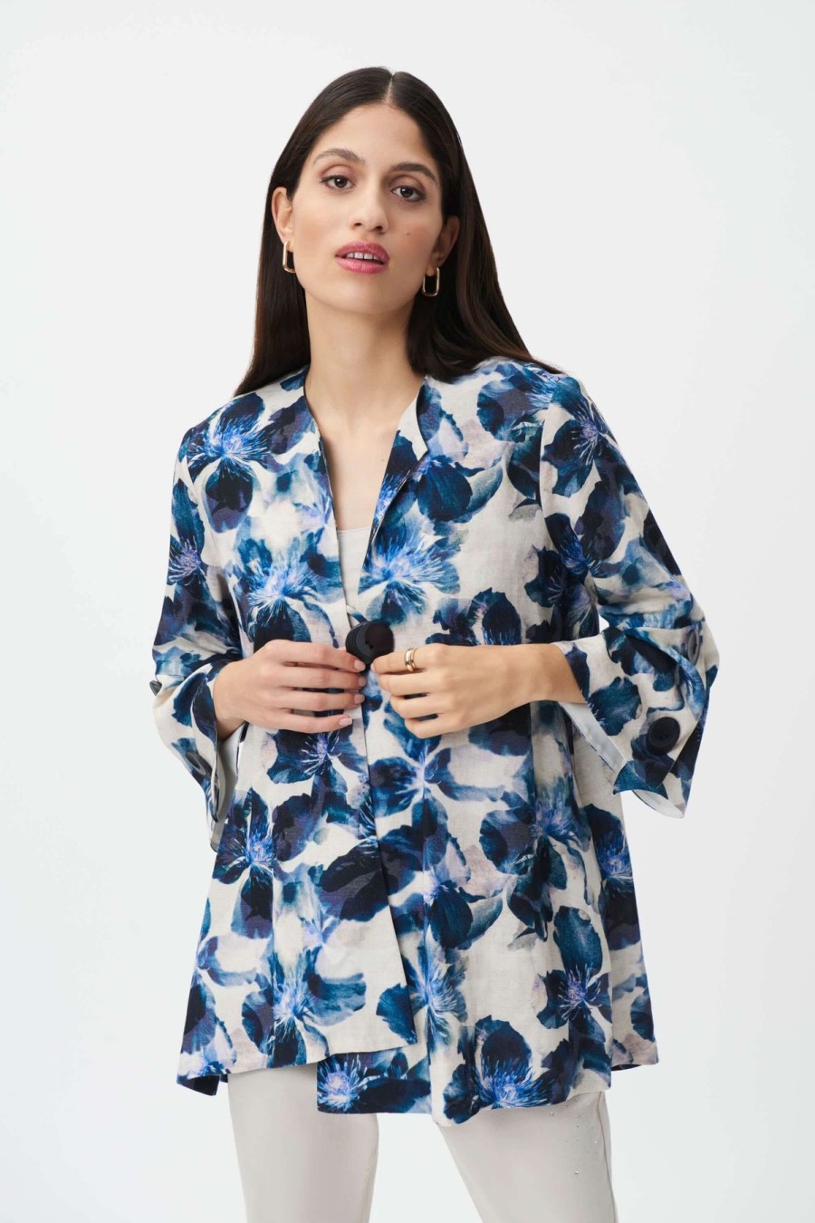 Women Joseph Ribkoff | Joseph Ribkoff Full Bloom Jacket In Blue Beige 232234