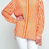 Women Ping Pong | Ping Pong Stripe Shirt In Orange Flax