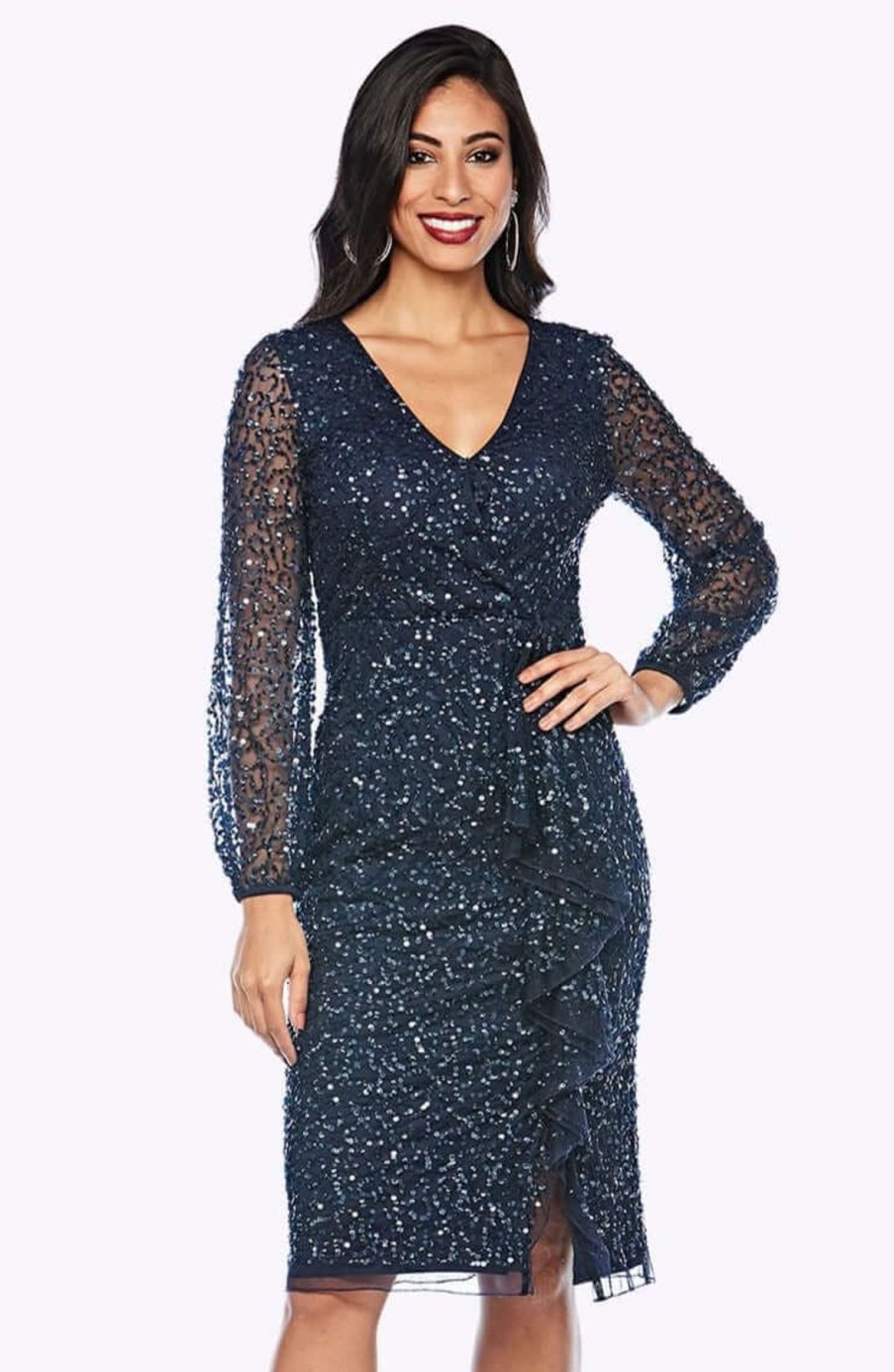 Women Zaliea | Zaliea Sequin Dress In Midnight