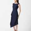 Women Joseph Ribkoff | Joseph Ribkoff Scuba Crepe Cascade Dress In Midnight 242238