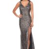 Women Zaliea | Zaliea Sequin Gown In Platinum