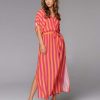 Women Fate & Becker | Fate & Becker Wonderland Maxi Dress In Pink Orange Stripe