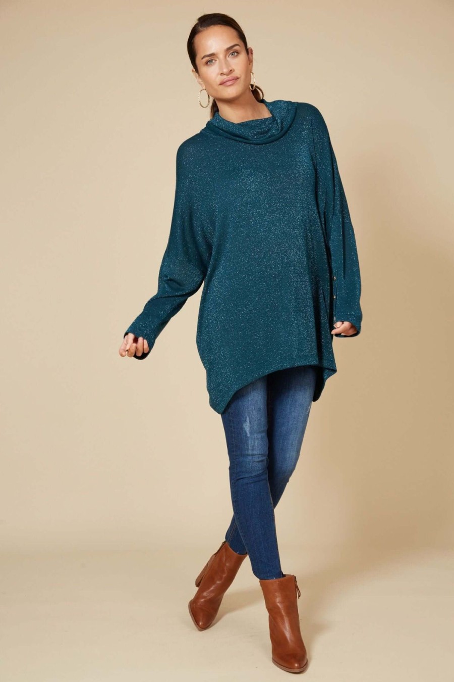 Women Eb & Ive | Eb & Ive Tyra Roll Knit In Teal