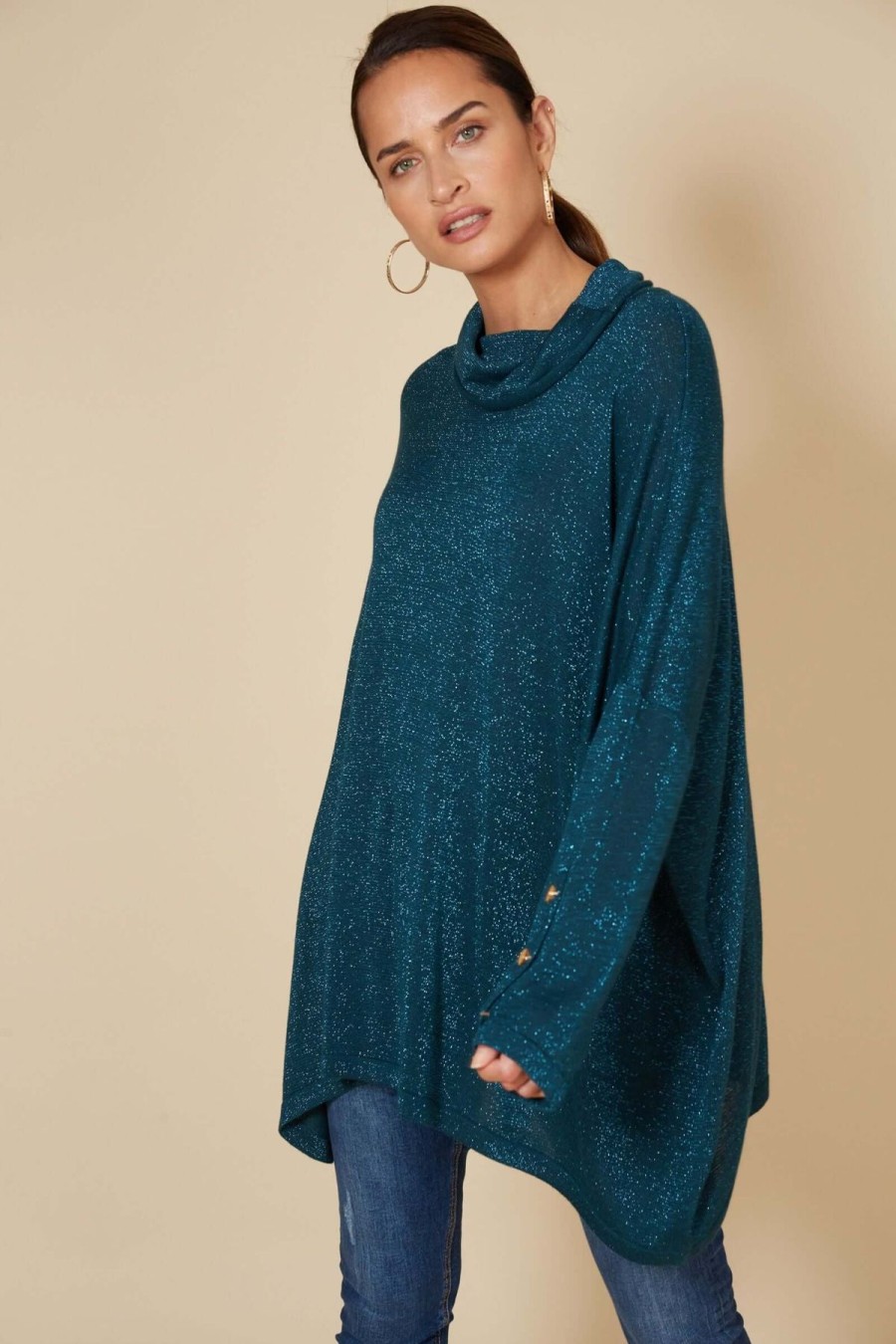 Women Eb & Ive | Eb & Ive Tyra Roll Knit In Teal