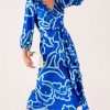 Women Sacha Drake | Sacha Drake Ethereal Wrap Dress In Azure Blue Floral