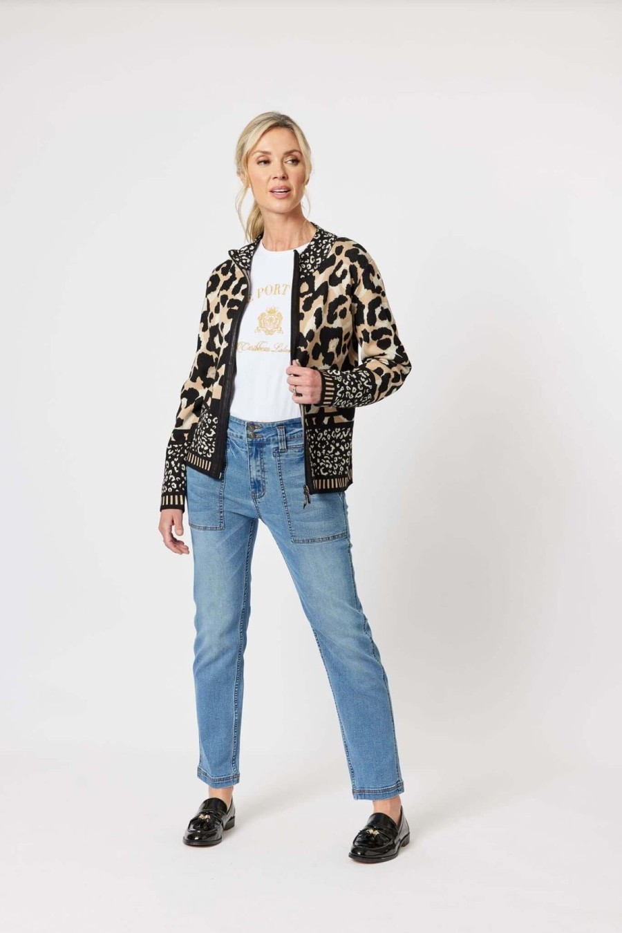 Women Gordon Smith | Gordon Smith Hudson Animal Cardi In Toffee