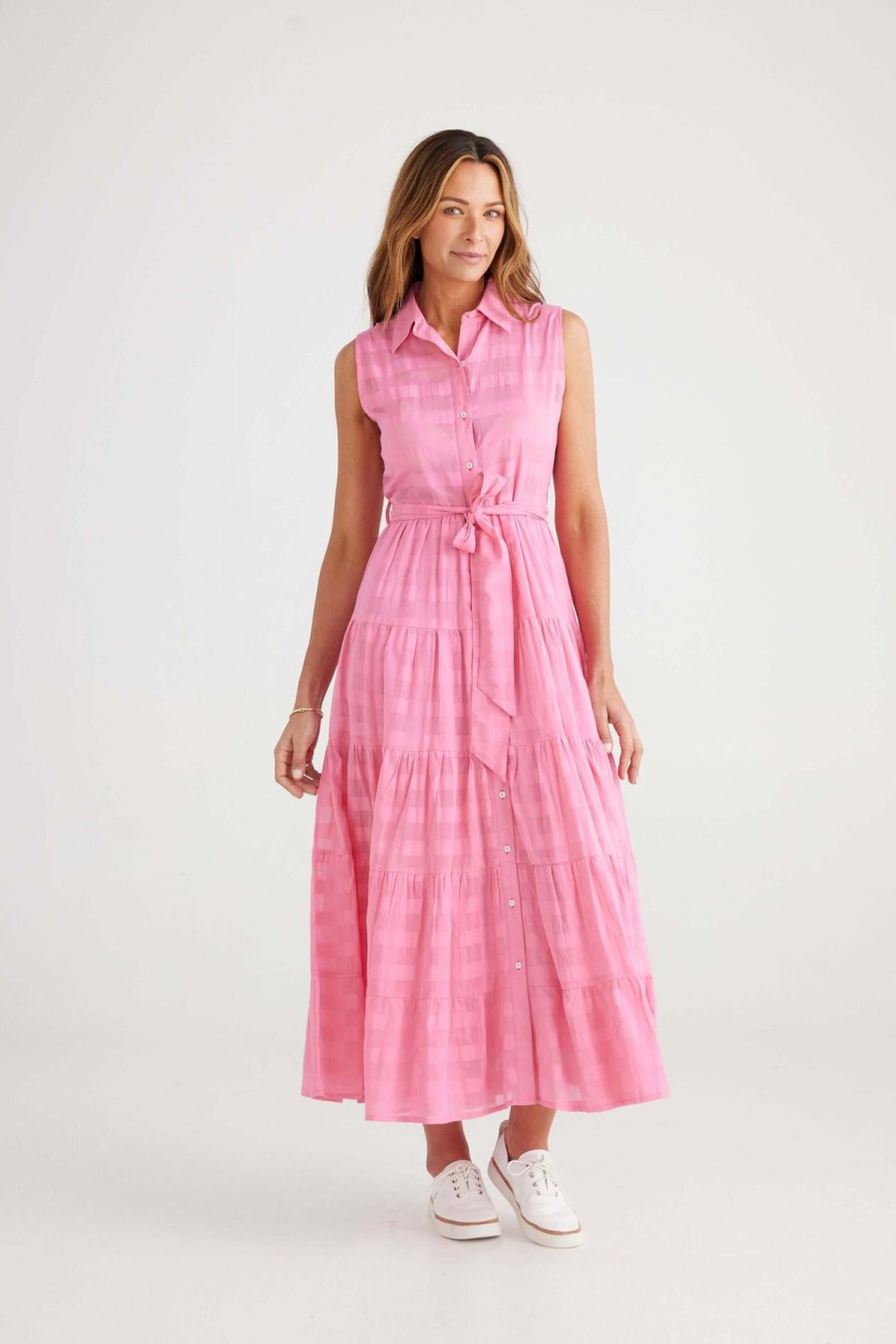 Women Brave + True | Brave + True Poppy Maxi Dress In Pink Window Check