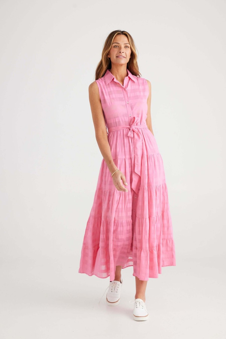 Women Brave + True | Brave + True Poppy Maxi Dress In Pink Window Check