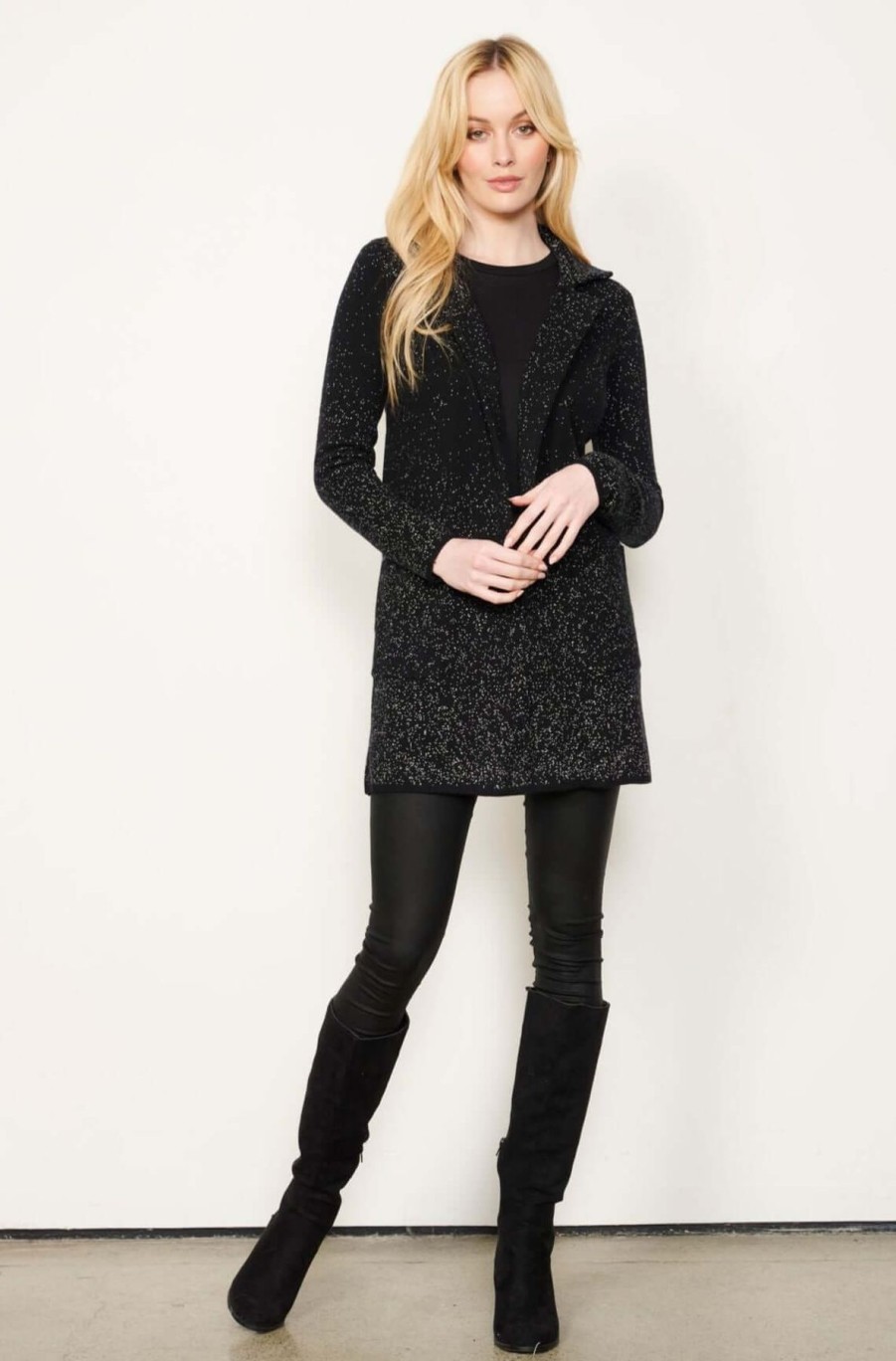 Women Holmes and Fallon | Holmes & Fallon Longline Cardi In Black Speckle