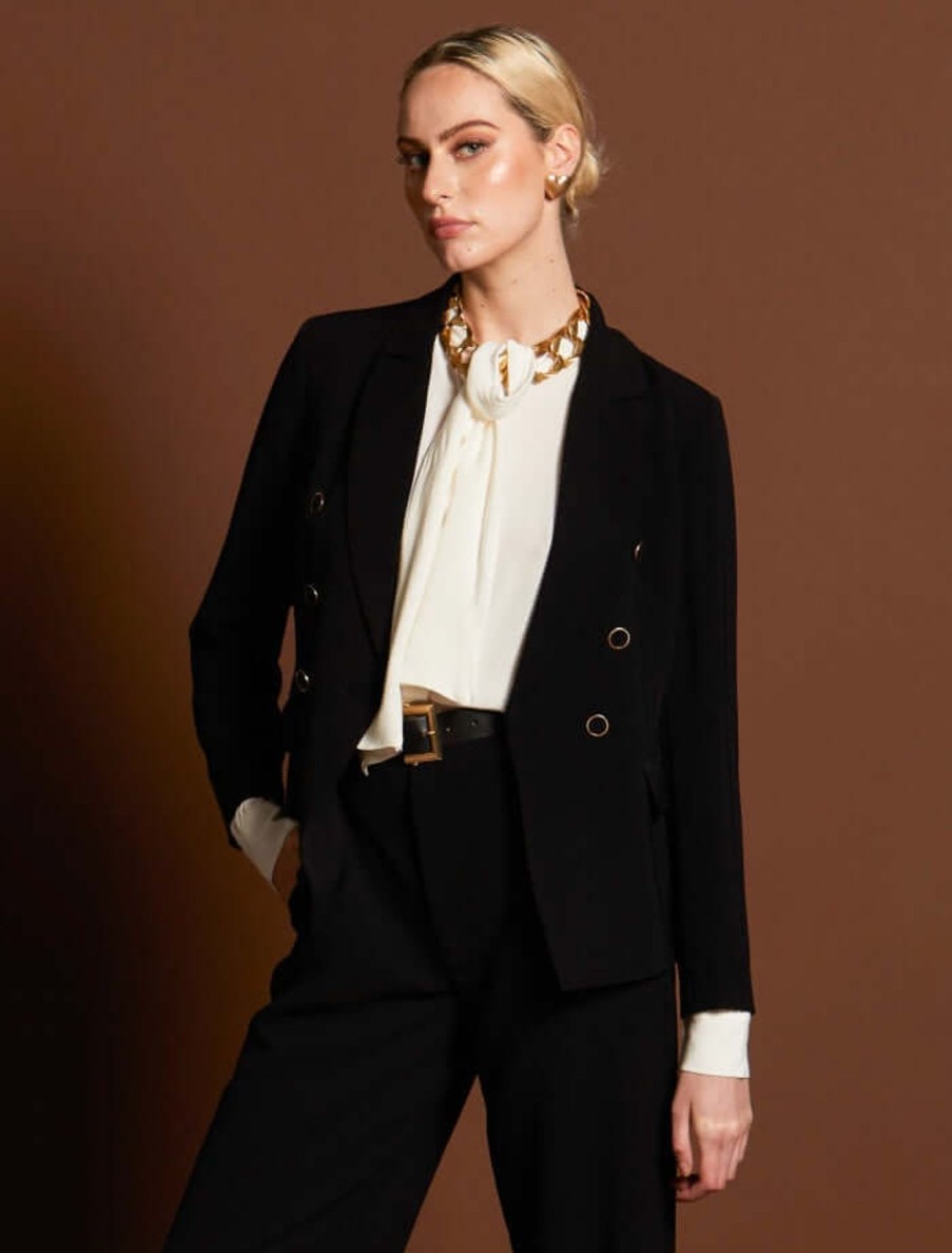 Women Fate & Becker | Fate & Becker Brightside Structured Blazer In Black