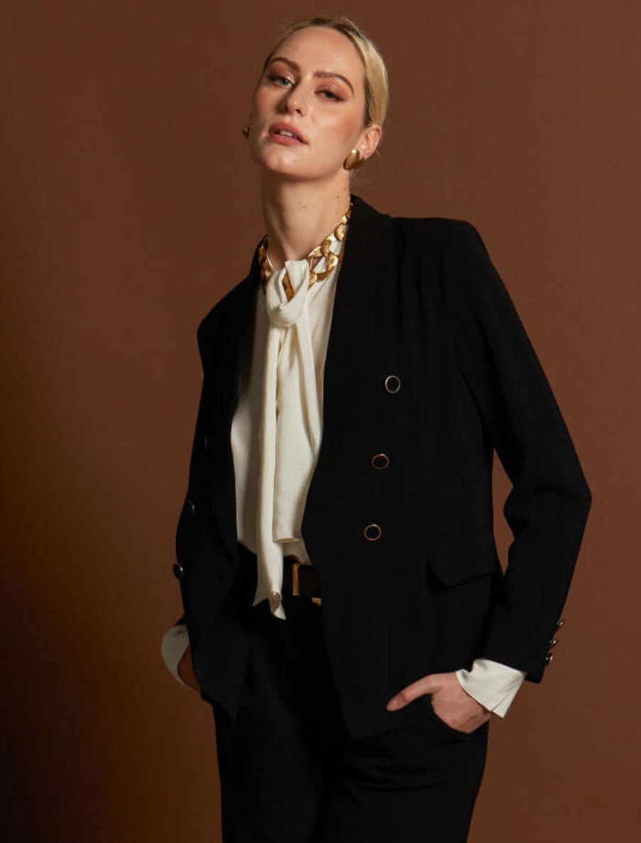 Women Fate & Becker | Fate & Becker Brightside Structured Blazer In Black