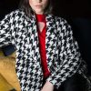 Women Ping Pong | Ping Pong Boyfriend Coat In Houndstooth