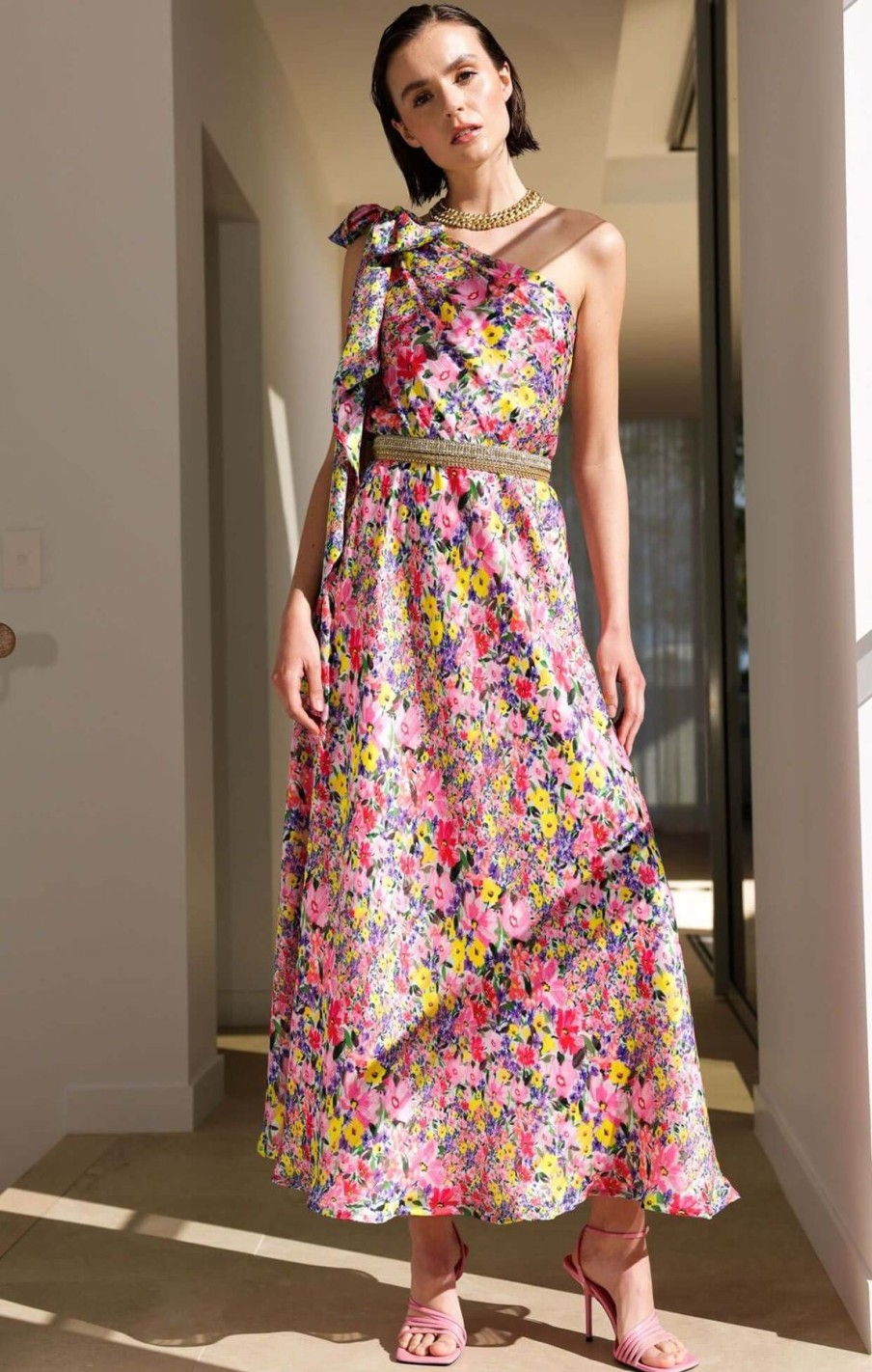 Women Sacha Drake | Sacha Drake Garden In The Sky Maxi In Pink Floral