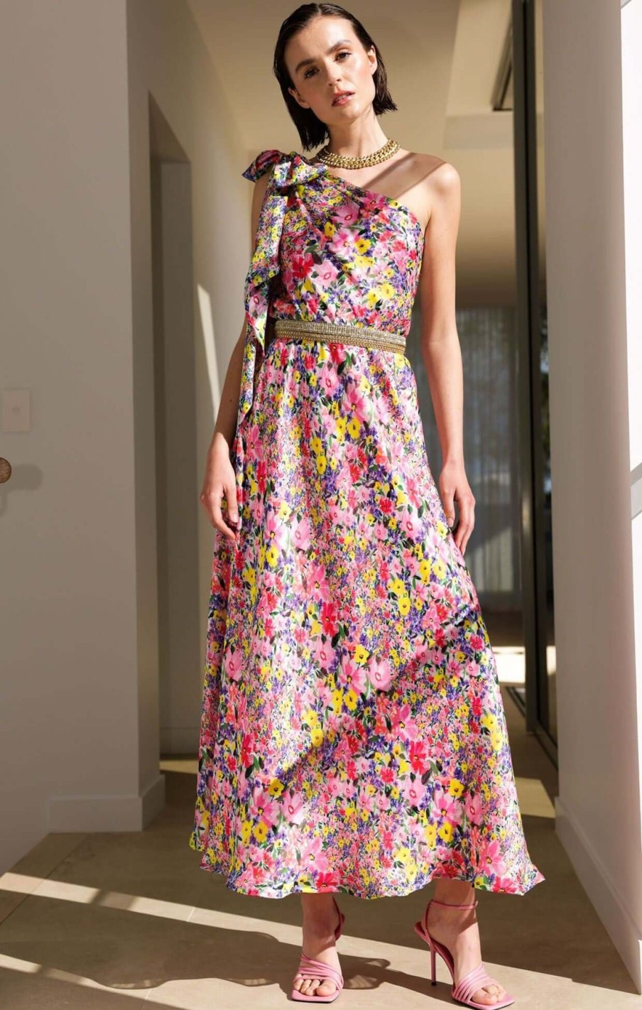 Women Sacha Drake | Sacha Drake Garden In The Sky Maxi In Pink Floral