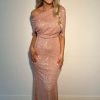 Women Danielas | Danielas One Shoulder Gown In Rose Gold Sparkle