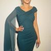 Women Danielas | Danielas Cascading Scarf Dress In Emerald