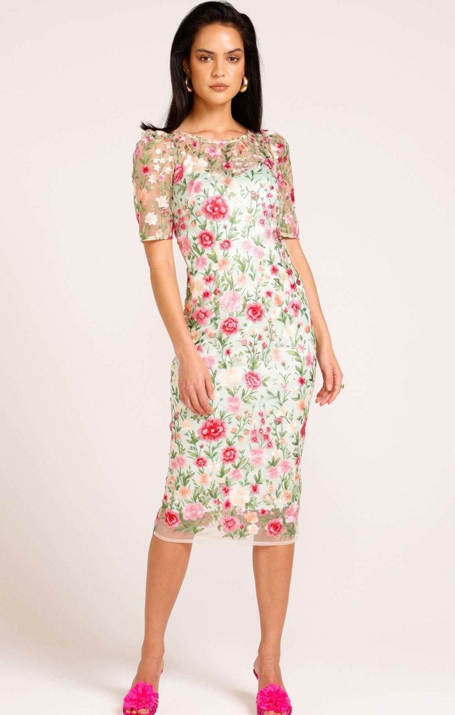 Women Sacha Drake | Sacha Drake Mademoiselle Dress In Pink Green Flower