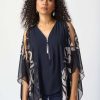 Women Joseph Ribkoff | Joseph Ribkoff Chiffon Poncho In Midnight Beige 241060