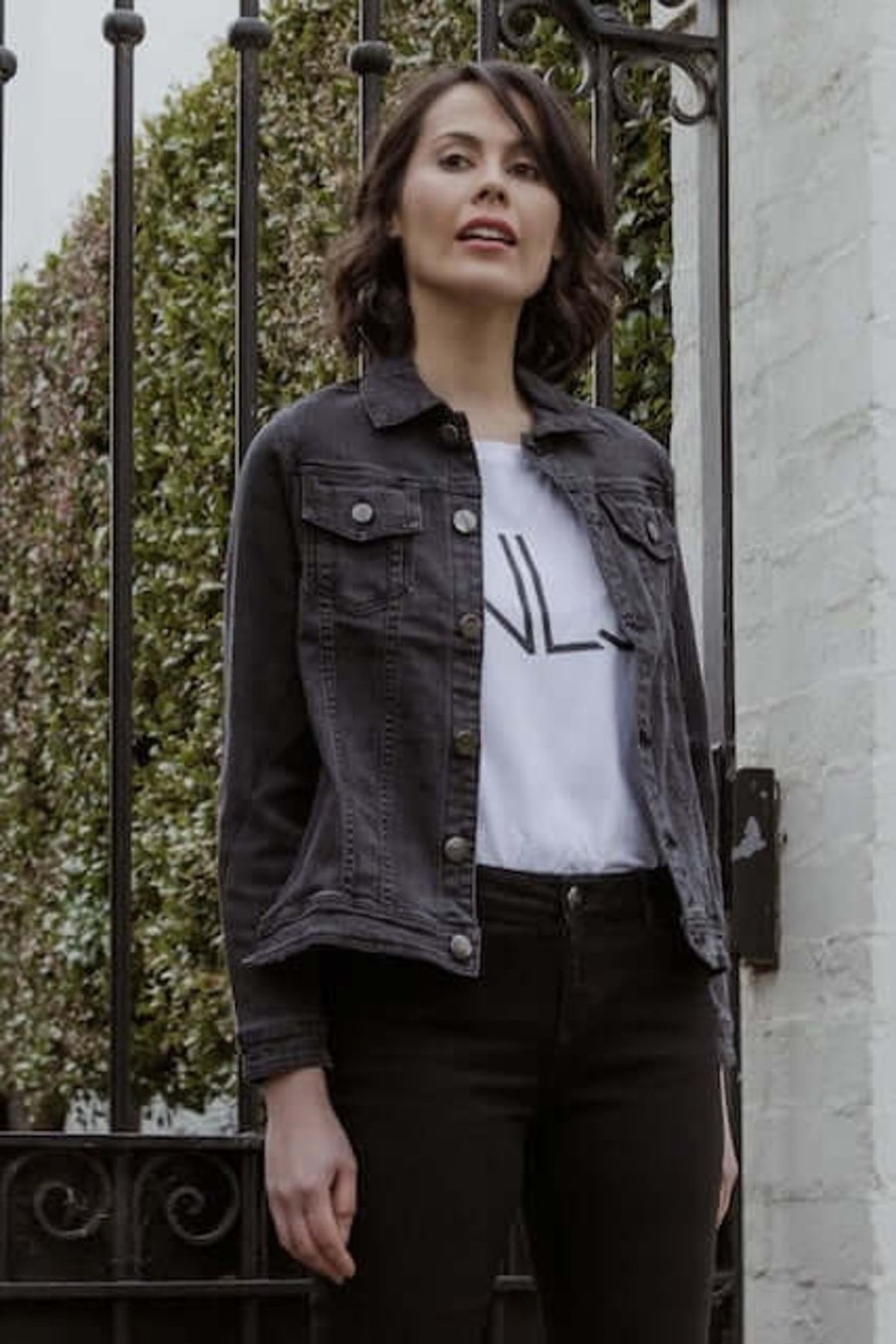 Women New London Jeans | New London Lorry Denim Jacket In Charcoal