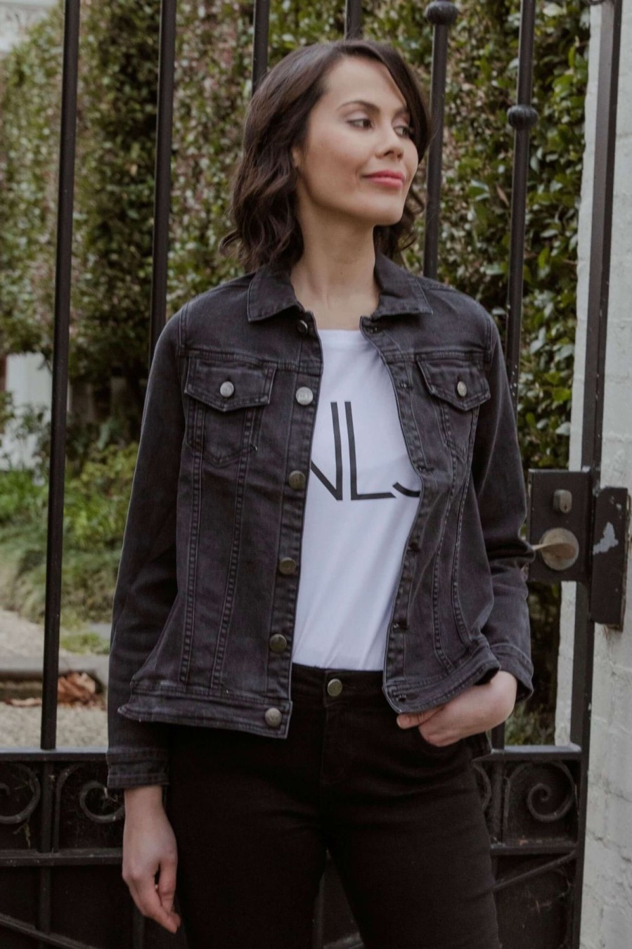 Women New London Jeans | New London Lorry Denim Jacket In Charcoal