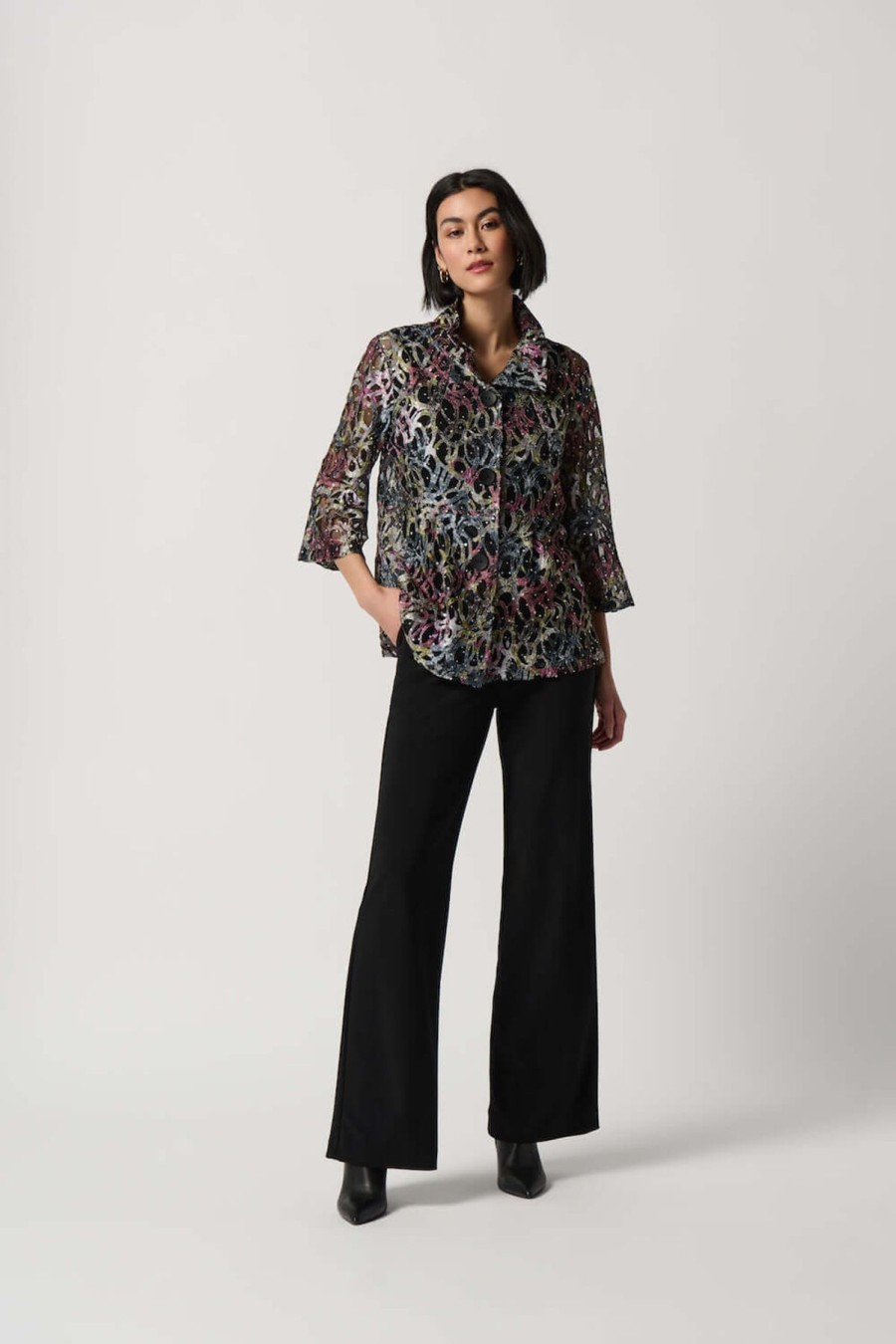 Women Joseph Ribkoff | Joseph Ribkoff Trapeze Jacket In Black Jewels 234106