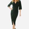 Women Frank Lyman | Lyman By Frank Lyman Wrap Dress In Black Emerald 234413