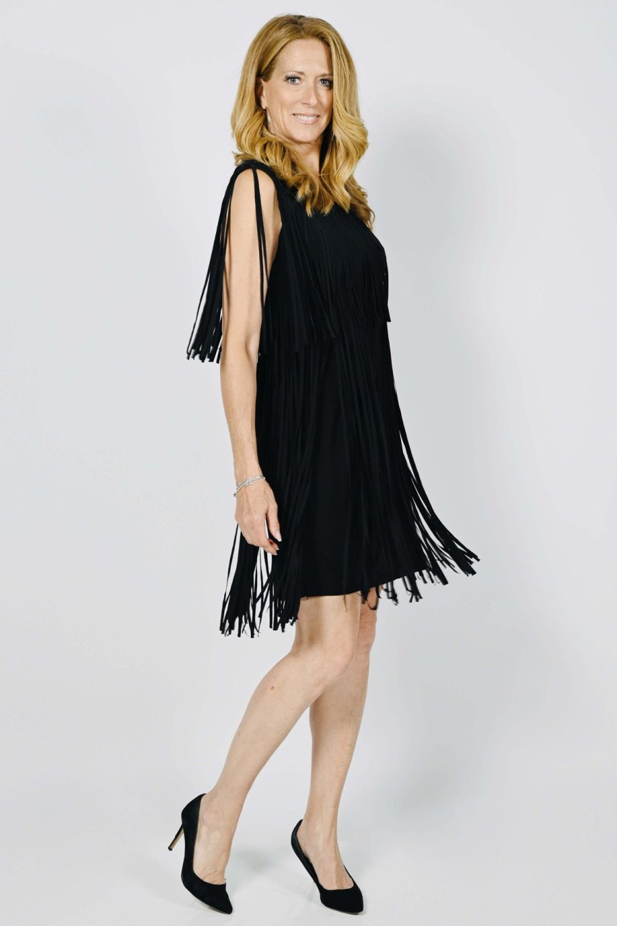 Women Frank Lyman | Frank Lyman Fringe Dress In Black 236672U