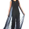 Women Zaliea | Zaliea Sheer Overlay Jumpsuit In Black