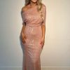 Women Danielas | Danielas One Shoulder Gown In Rose Gold Sparkle